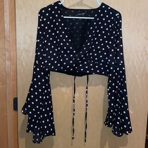 NEVER WORN Nasty Gal Bell-Sleeved Crop Top